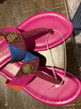 Kurt Geiger Hot Pink Beaded Thong Sandals